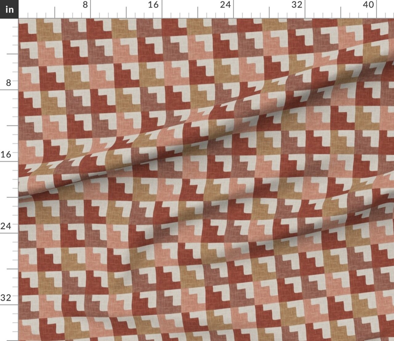 Geo Checks Rust Custom Printed Fabric by Spoonflower Various Fabrics by the Yard or Fat Quarter 21096872